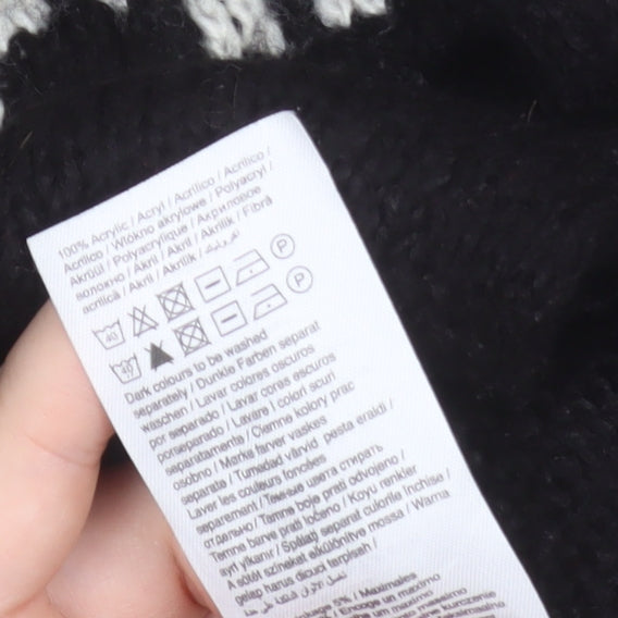ONLY Women’s Black Geometric Knit Pullover Jumper Size S