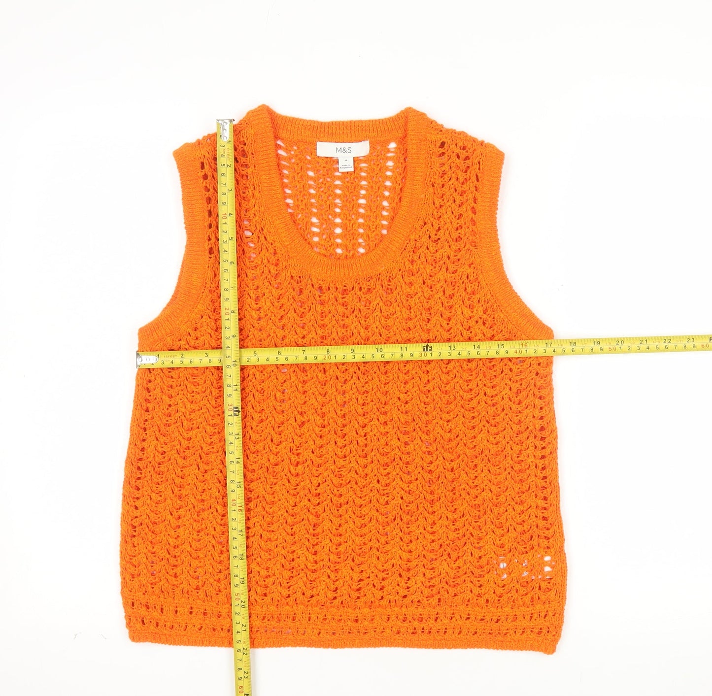 Marks and Spencer Womens Orange Crochet Knit Sleeveless Tank Top M