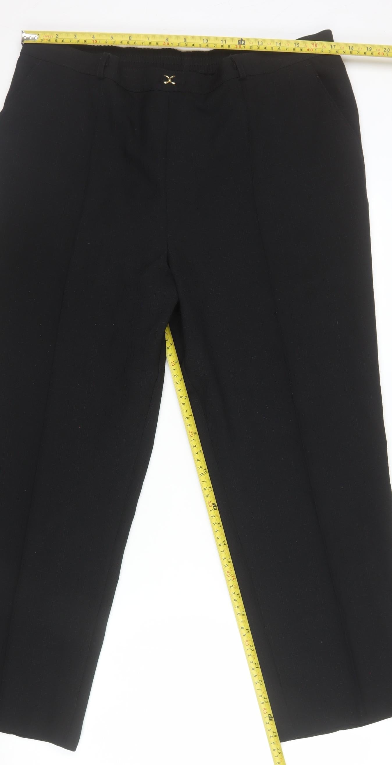 Marks and Spencer Women Black Size 18 Short Straight Leg Trousers