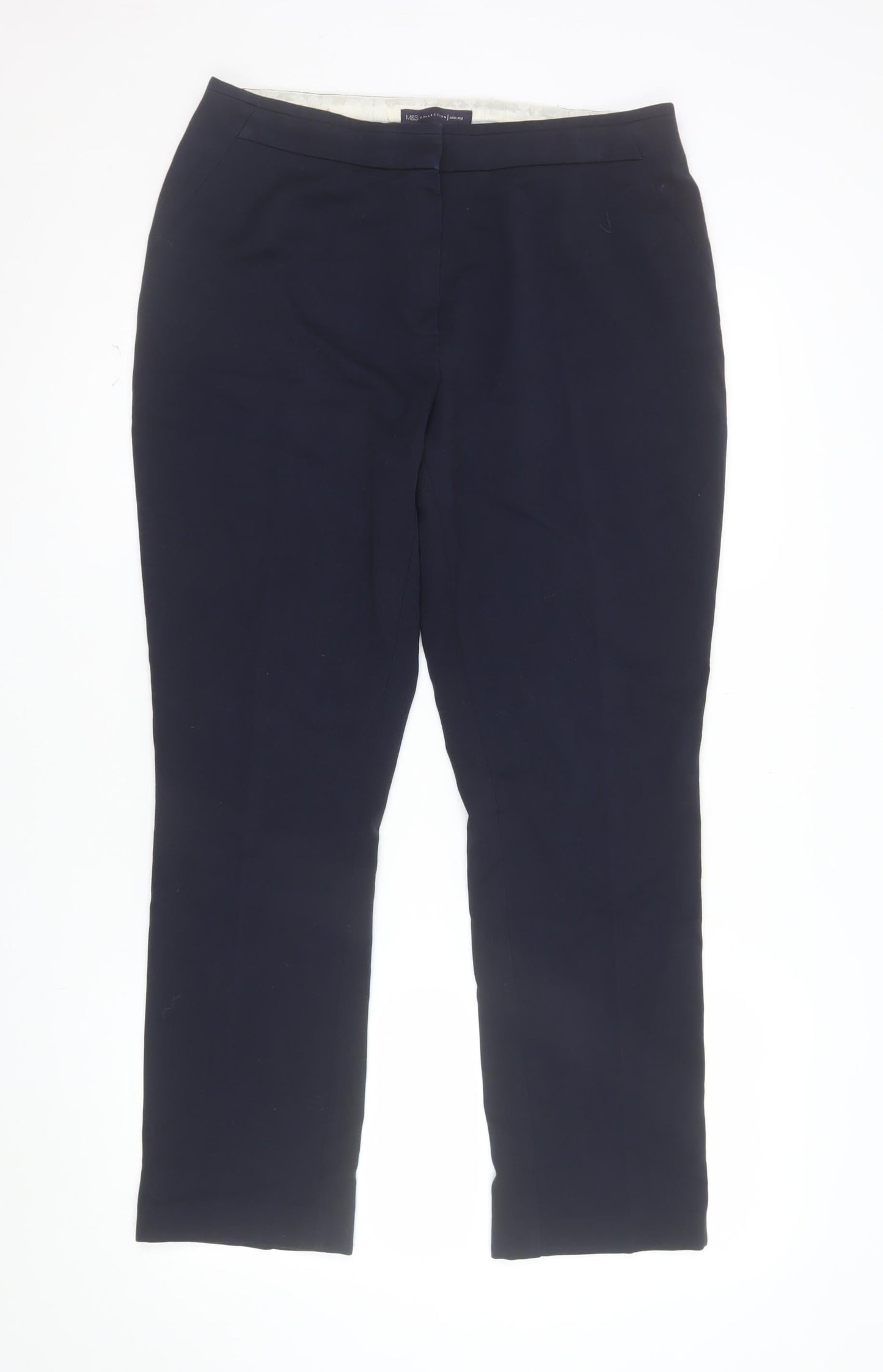 Marks and Spencer Women's Navy Blue Size 12 Straight Leg Work Trousers