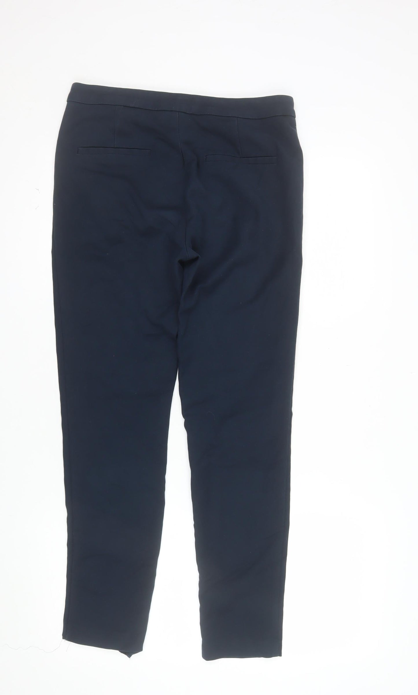 Zara Women Blue Slim Fit Stretch Zip Pocket Trousers Size S