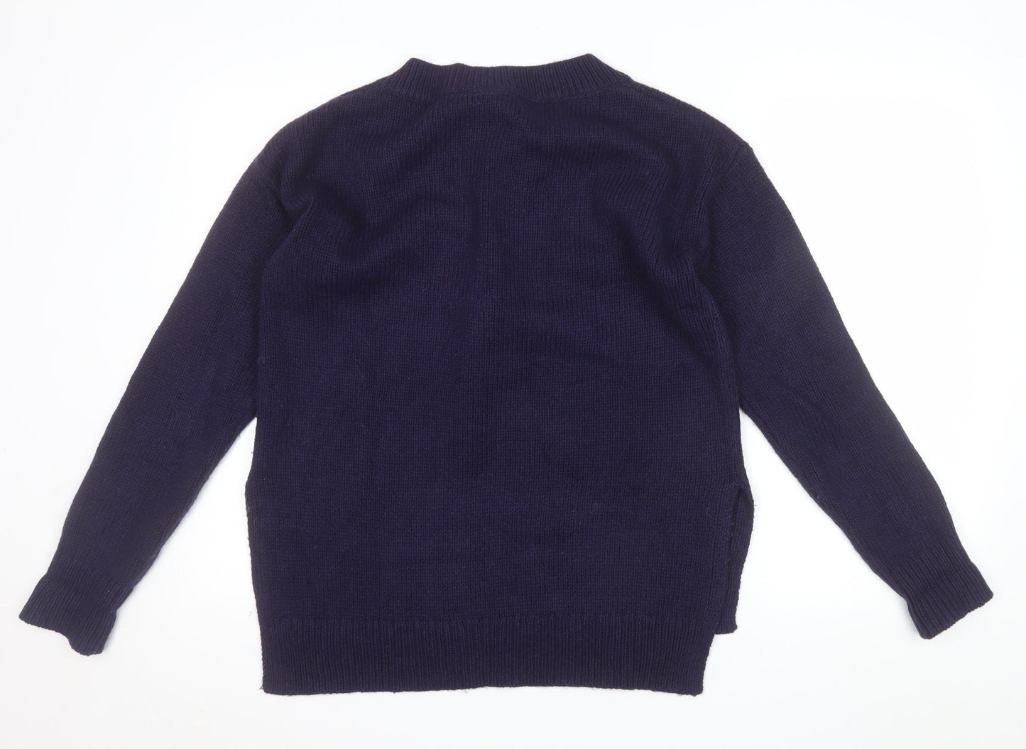 GAP Women's Blue Lace-Up V-Neck Knit Jumper Size M