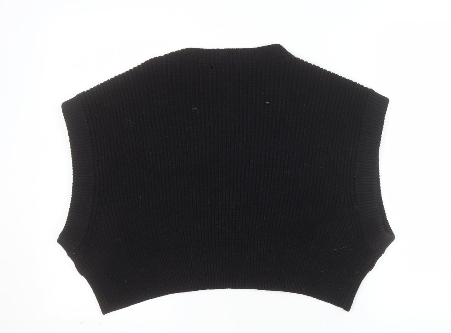 ZARA Women Black Knit Sleeveless Vest Jumper Size S