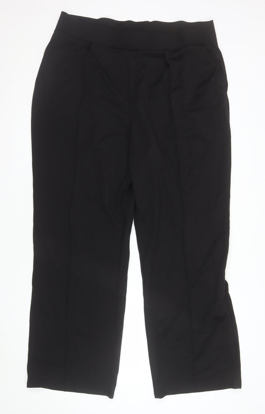 H&M Womens Black Straight Dress Pants Size 16 Stretch Crepe Trousers