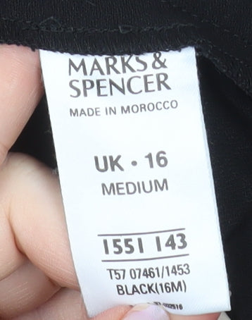 Marks and Spencer Women’s Black Size 16 Straight Leg Stretch Trousers