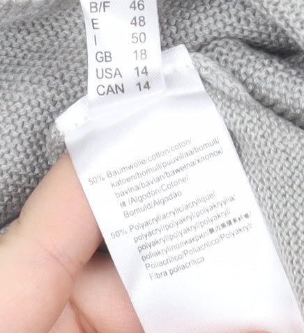 Rabe Womens Grey Square Neck Long Sleeve Knit Jumper Size 16