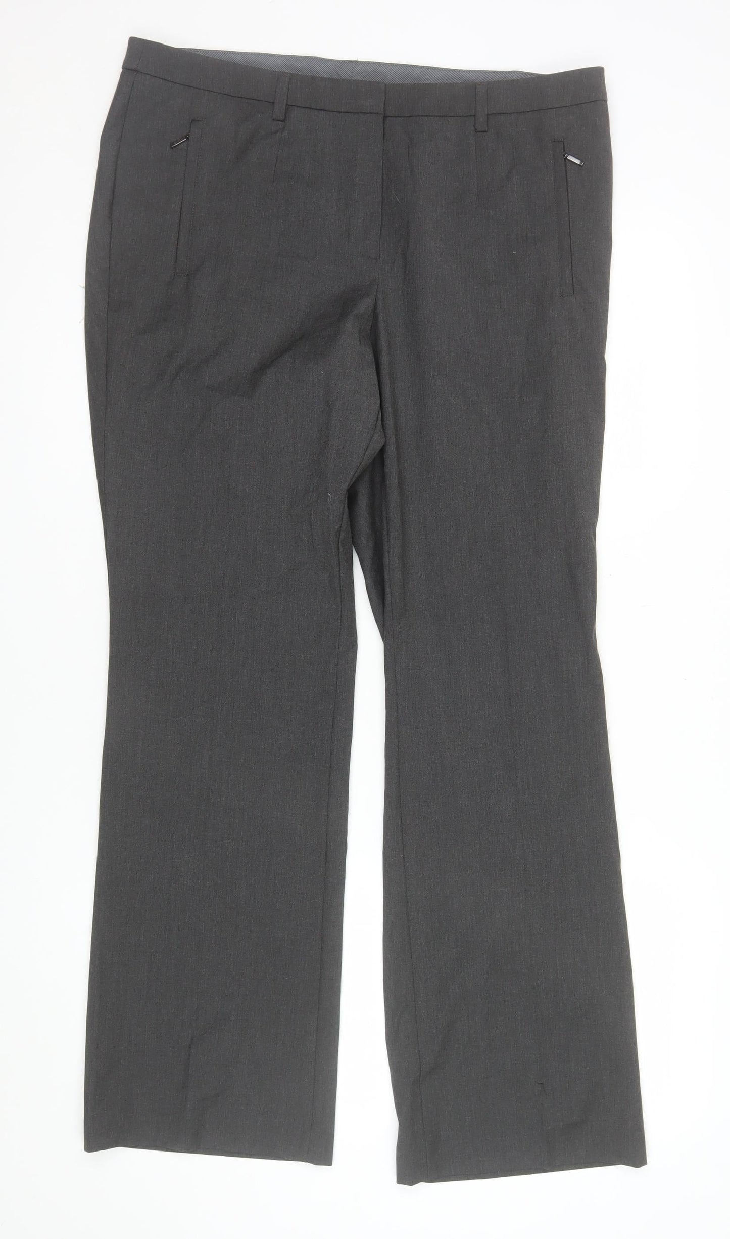 Marks and Spencer Women’s Grey Size 14 Straight Leg Dress Trousers