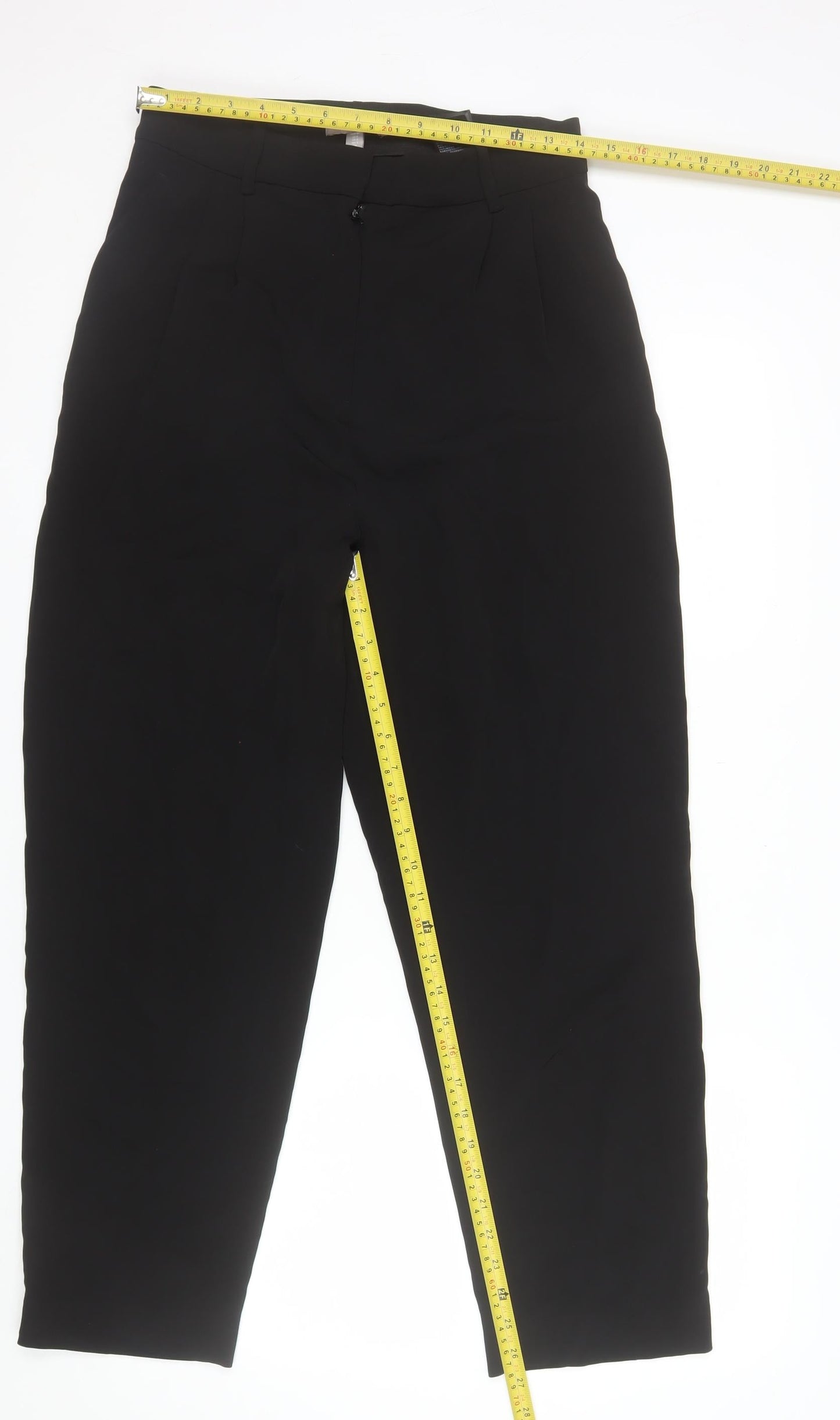 H&M Women's Black Stretch Crepe Straight Leg Trousers Size 12