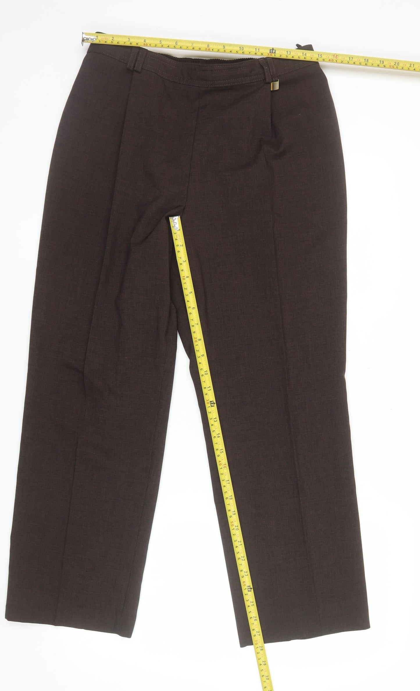 Marks and Spencer Women’s Brown Size 14 Short Straight Leg Trousers