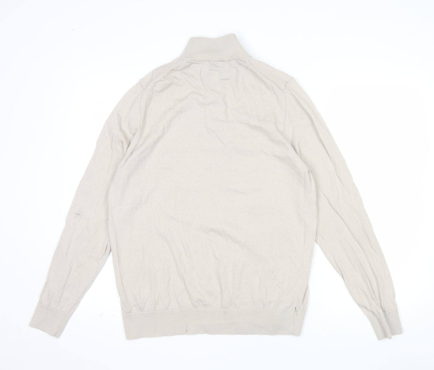 Marks and Spencer Autograph Men's Beige Merino Wool 1/2 Zip Jumper L