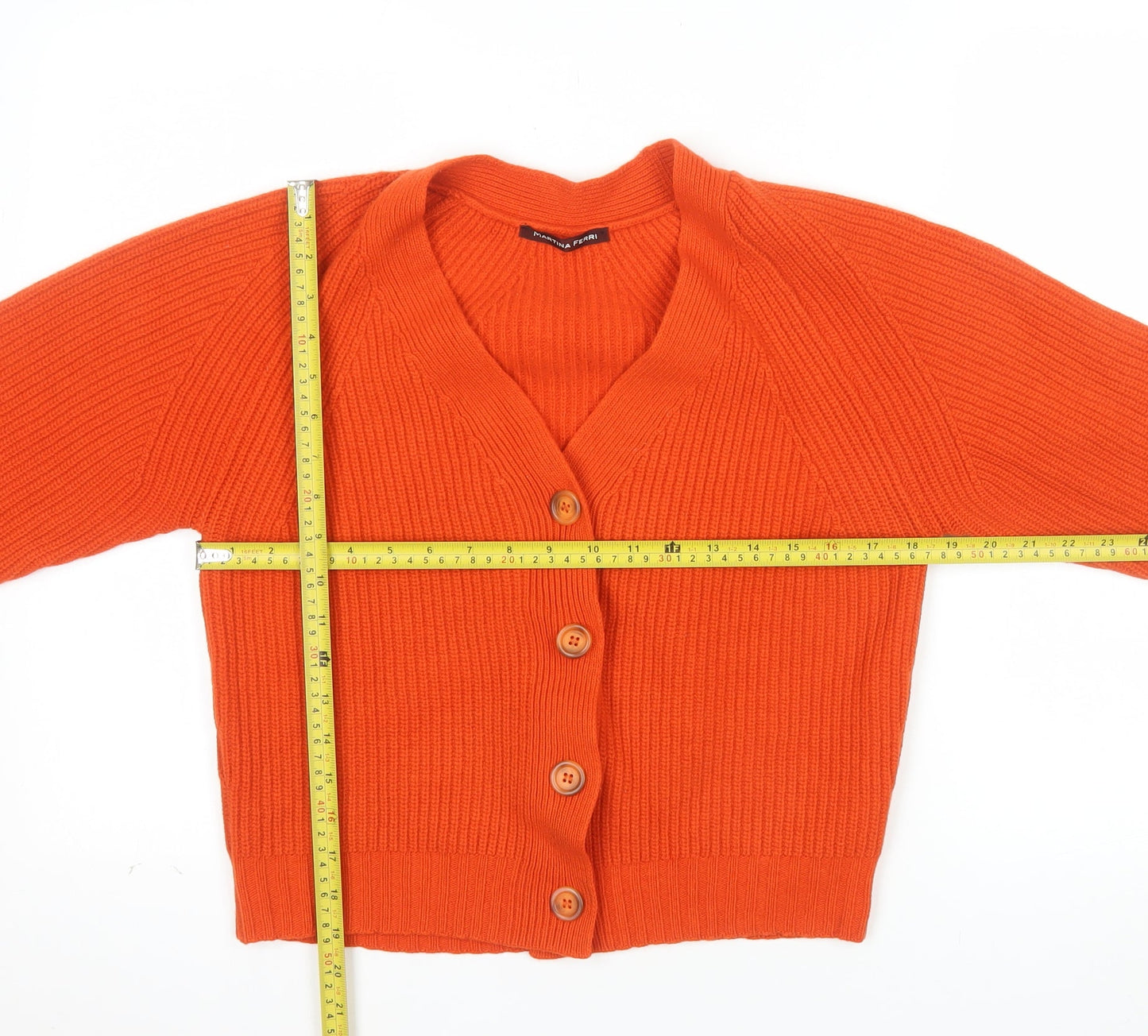 Martina Ferri Women's Orange Wool Cashmere Cardigan M
