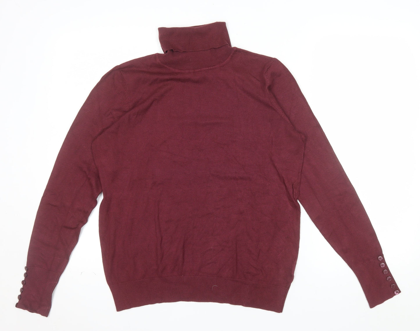 Debenhams Women's Red Roll Neck Long Sleeve Knit Jumper Size 14