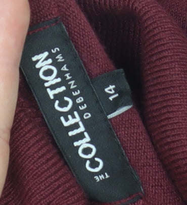 Debenhams Women's Red Roll Neck Long Sleeve Knit Jumper Size 14