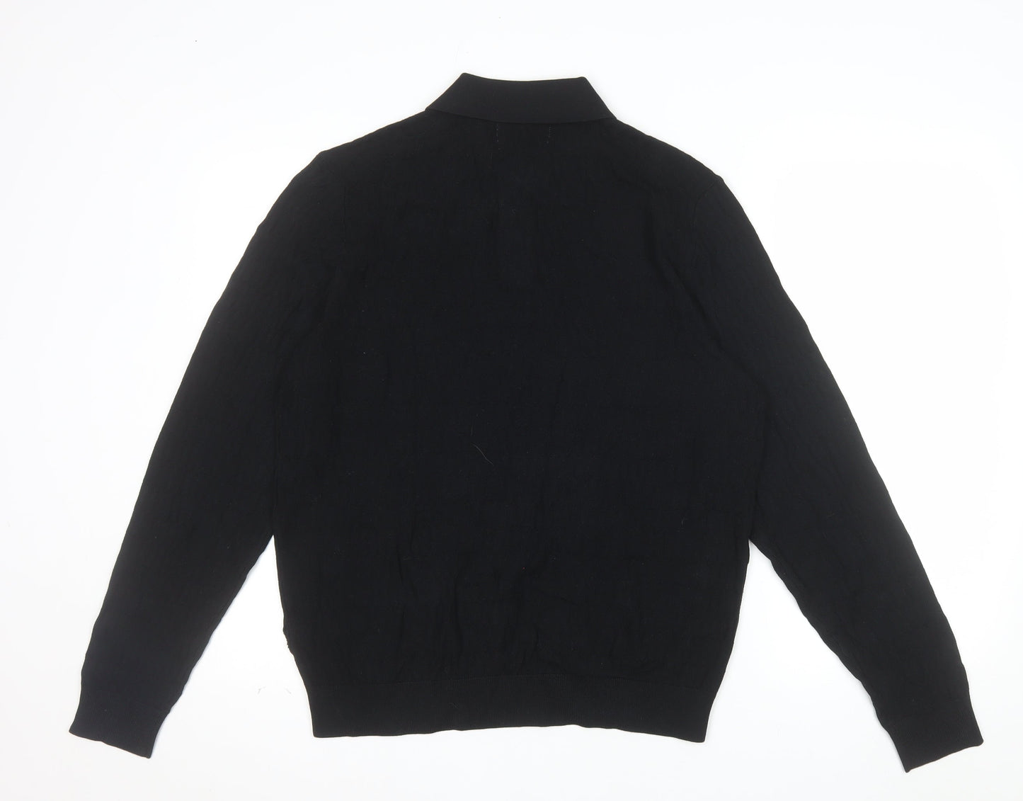 Marks and Spencer Mens Black Cotton Modal Long Sleeve Polo M