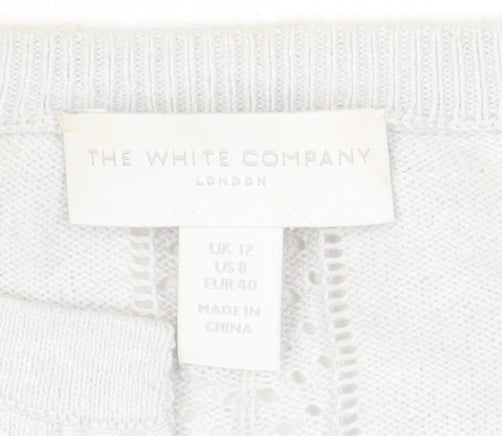 The White Company Women’s White Cotton Wool Cardigan Size 12