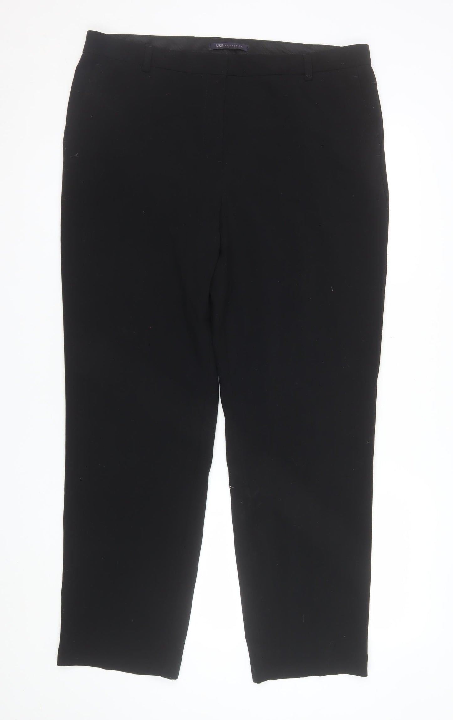 Marks and Spencer Women's Black Size 16 Regular Stretch Trousers