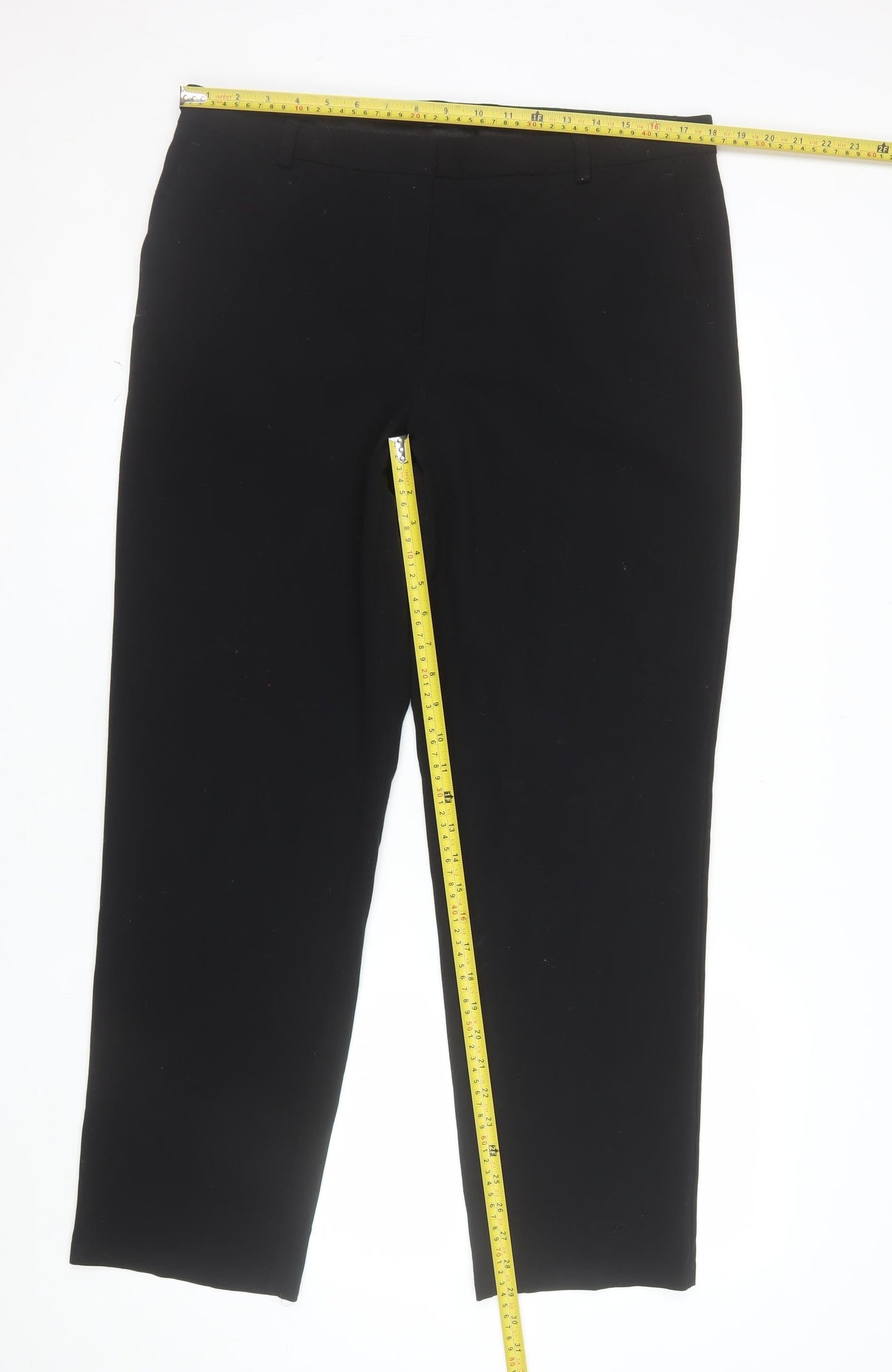 Marks and Spencer Women's Black Size 16 Regular Stretch Trousers