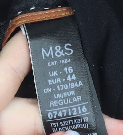 Marks and Spencer Women's Black Size 16 Regular Stretch Trousers