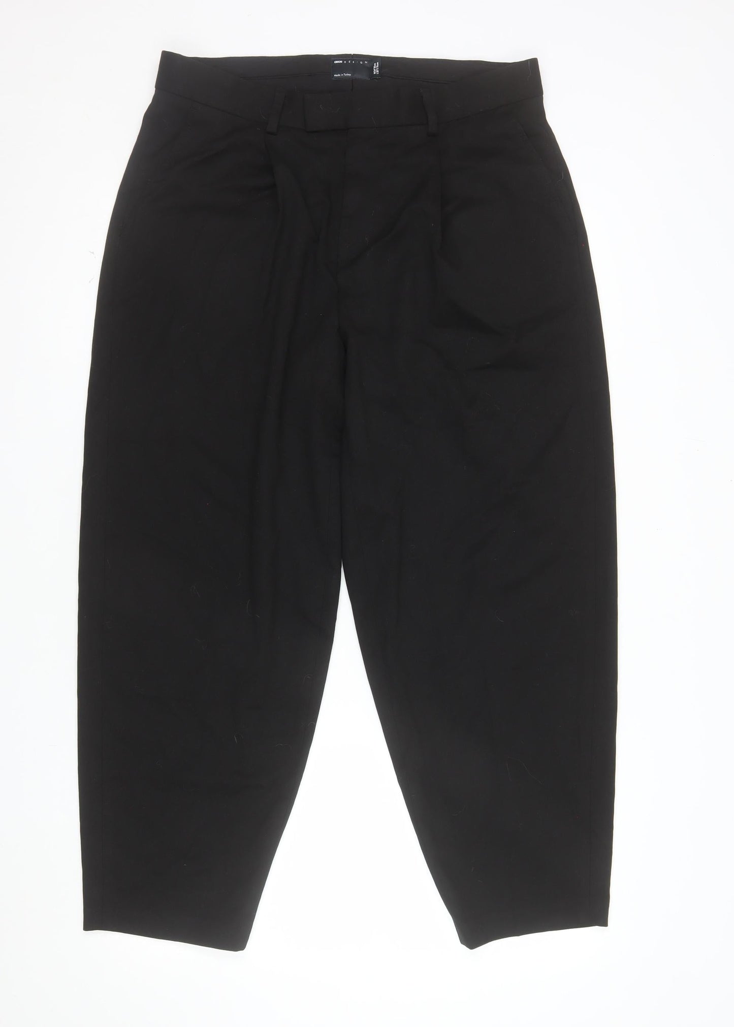 ASOS DESIGN Women's Black Pleated Trousers Size 14 Regular Fit