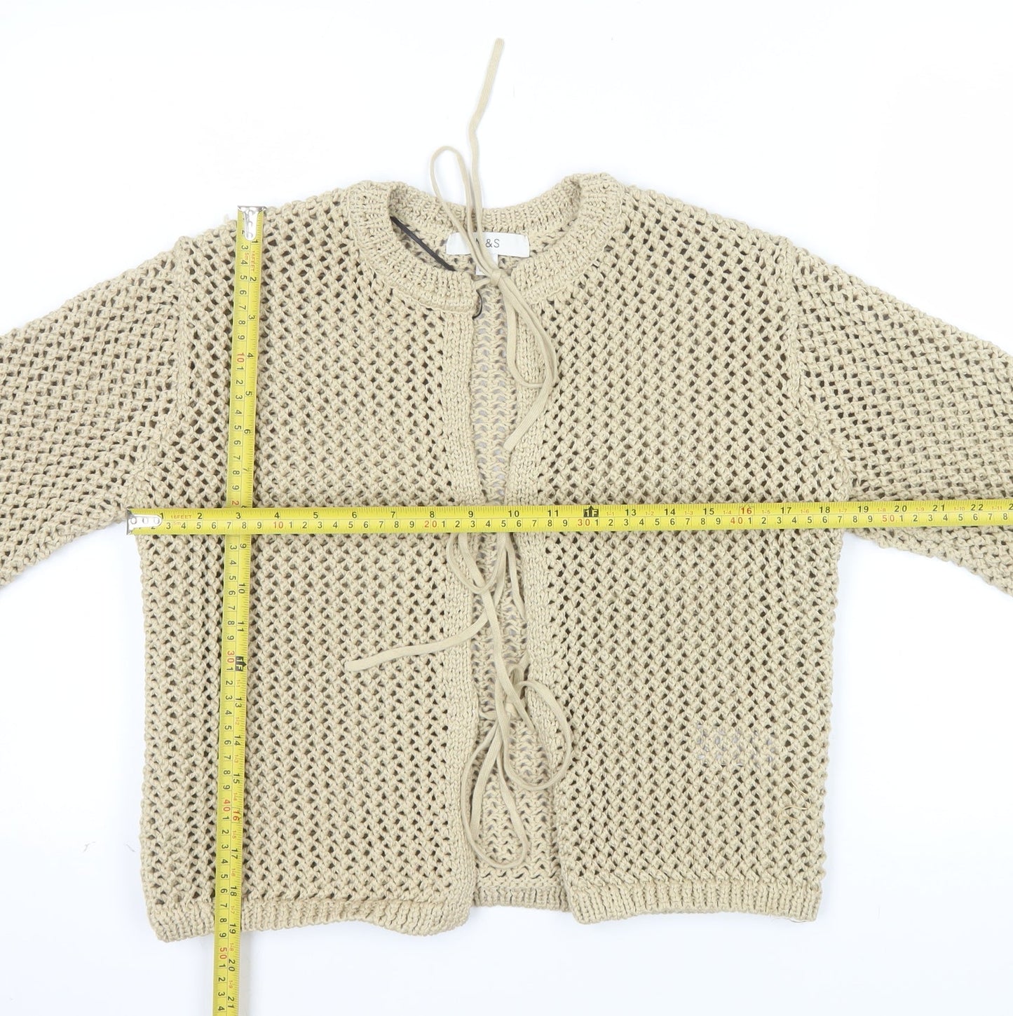 Marks and Spencer Women Beige Open Knit Cardigan Size S