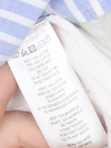 French Connection Womens Grey White Cotton Jumper M Bow Detail