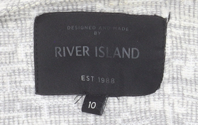 River Island Women Grey Sleeveless Waistcoat Size 10 Knit Open Front