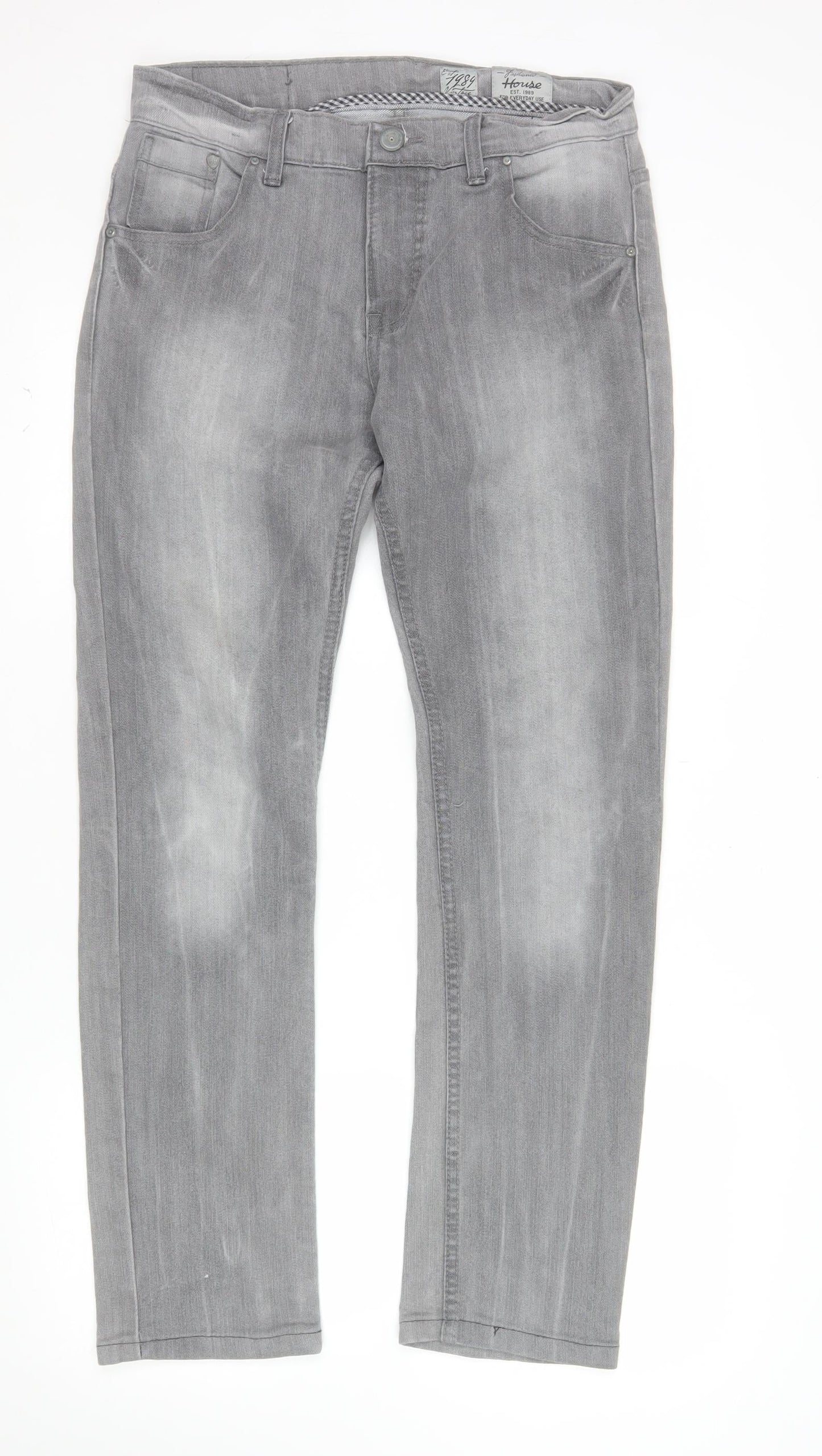 Fashioned House Women’s Grey Straight Leg Denim Jeans W30 L32