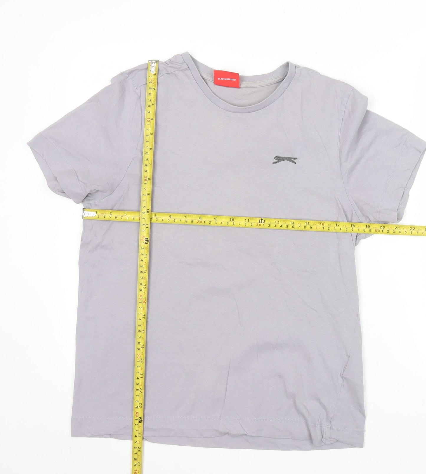 Slazenger Men's Grey Cotton T-Shirt Short Sleeve Athletic Style Size S