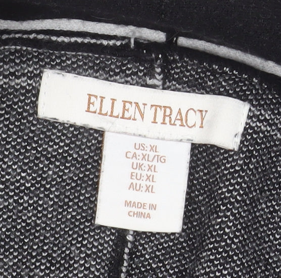 Ellen Tracy Women's Black Check Open Knit Cardigan XL