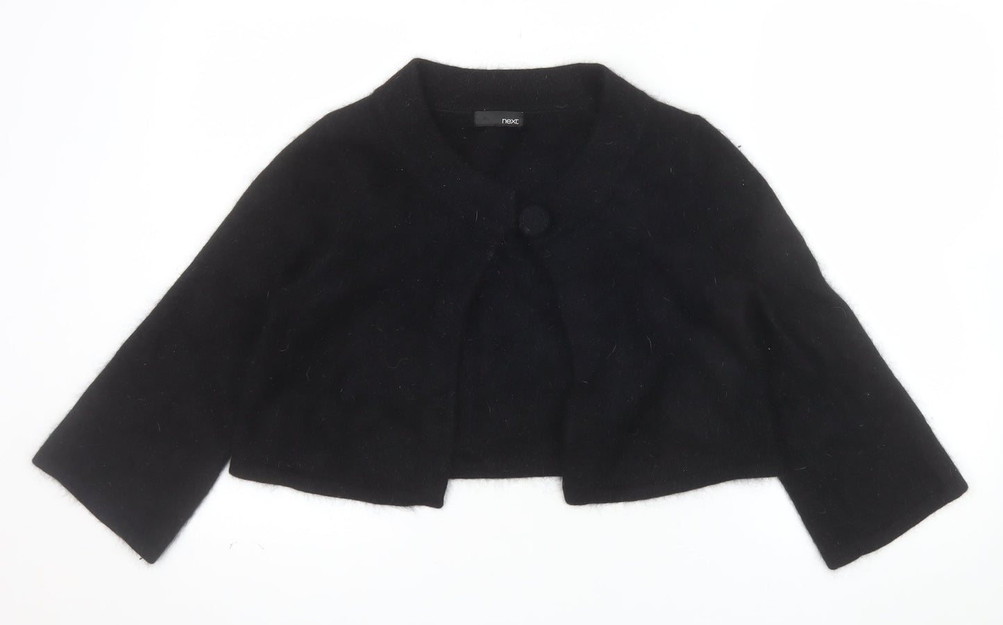 Next Womens Black Angora Blend Cropped Cardigan Size 14