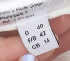 Privacy Women’s Ivory Zip Front Long Sleeve Jersey Blouse Size 14
