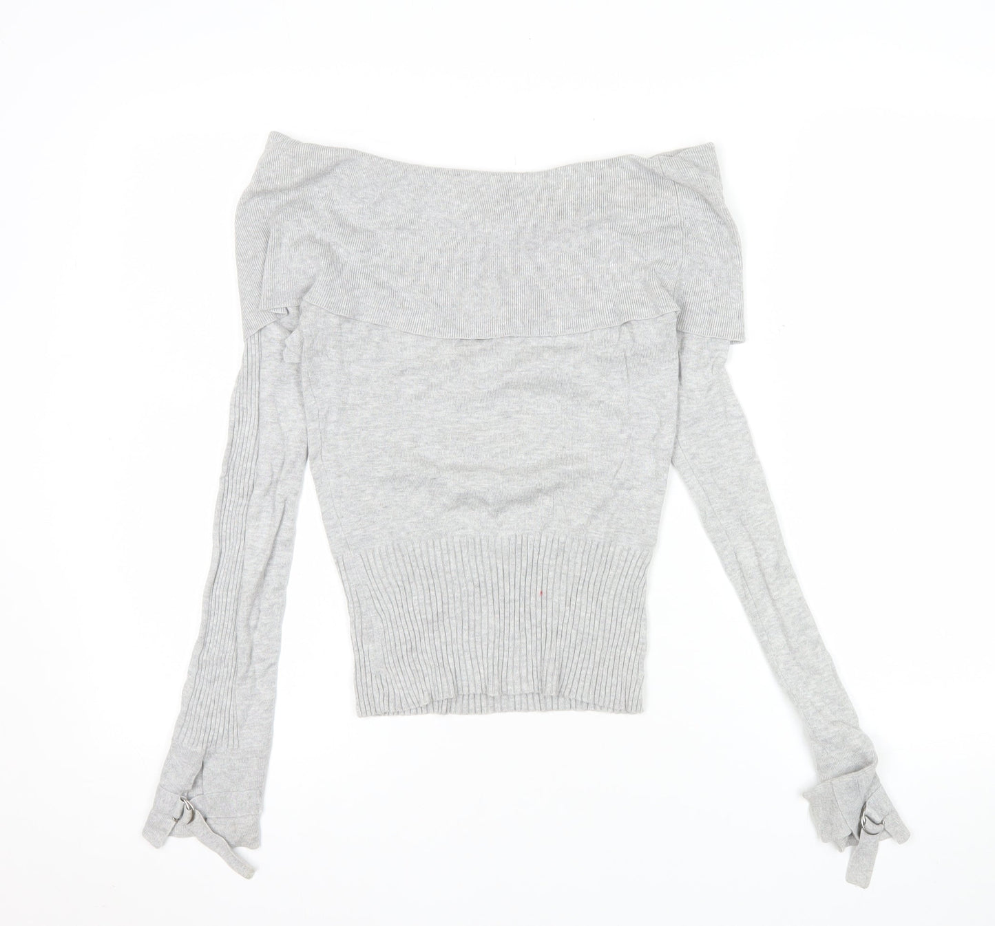 Jane Norman Women’s Grey Off Shoulder Knit Blouse Size 8 Long Sleeve