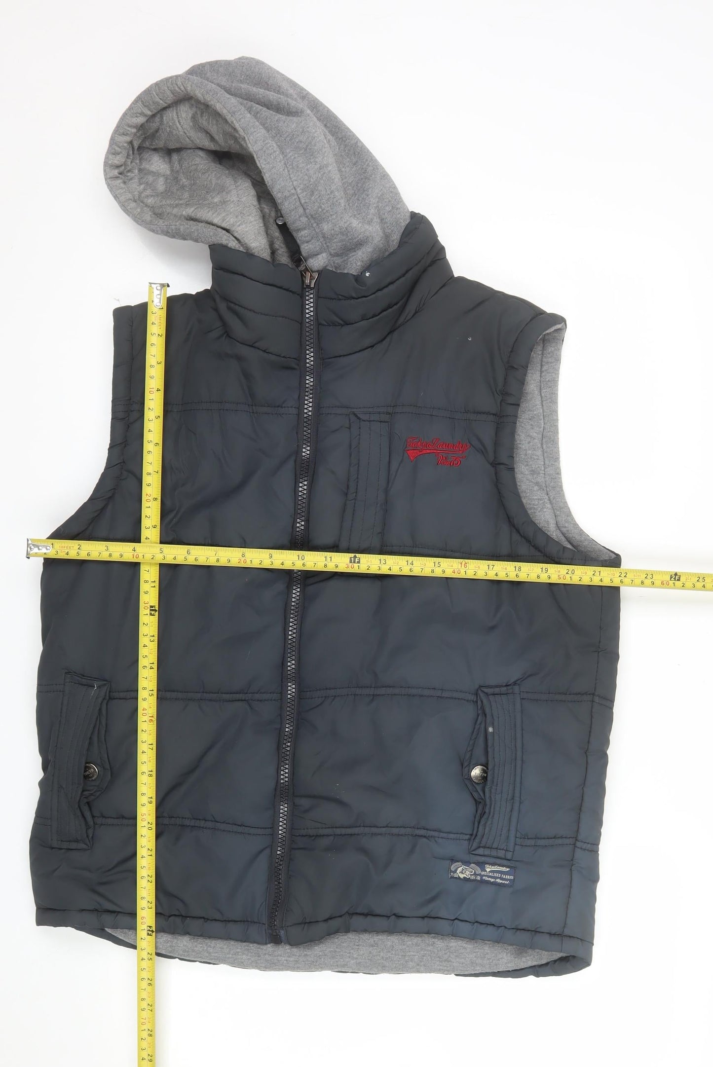 Tokyo Laundry Men's Blue Hooded Bodywarmer Gilet Size M