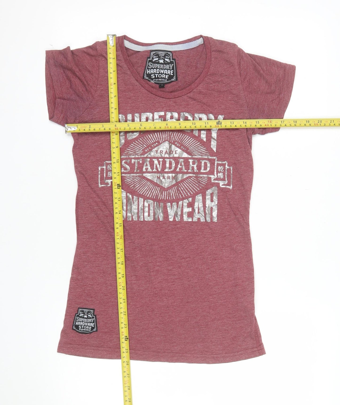 Superdry Women Red Short Sleeve Graphic T-Shirt Size S
