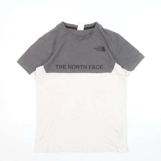 The North Face Boys Grey and White Colourblock XL T-Shirt Short Sleeve Casual