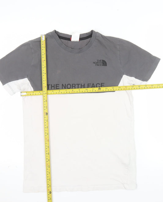 The North Face Boys Grey and White Colourblock XL T-Shirt Short Sleeve Casual