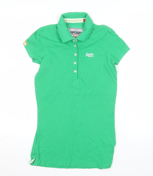 Superdry Women's Green Slim Fit Polo Shirt Size S