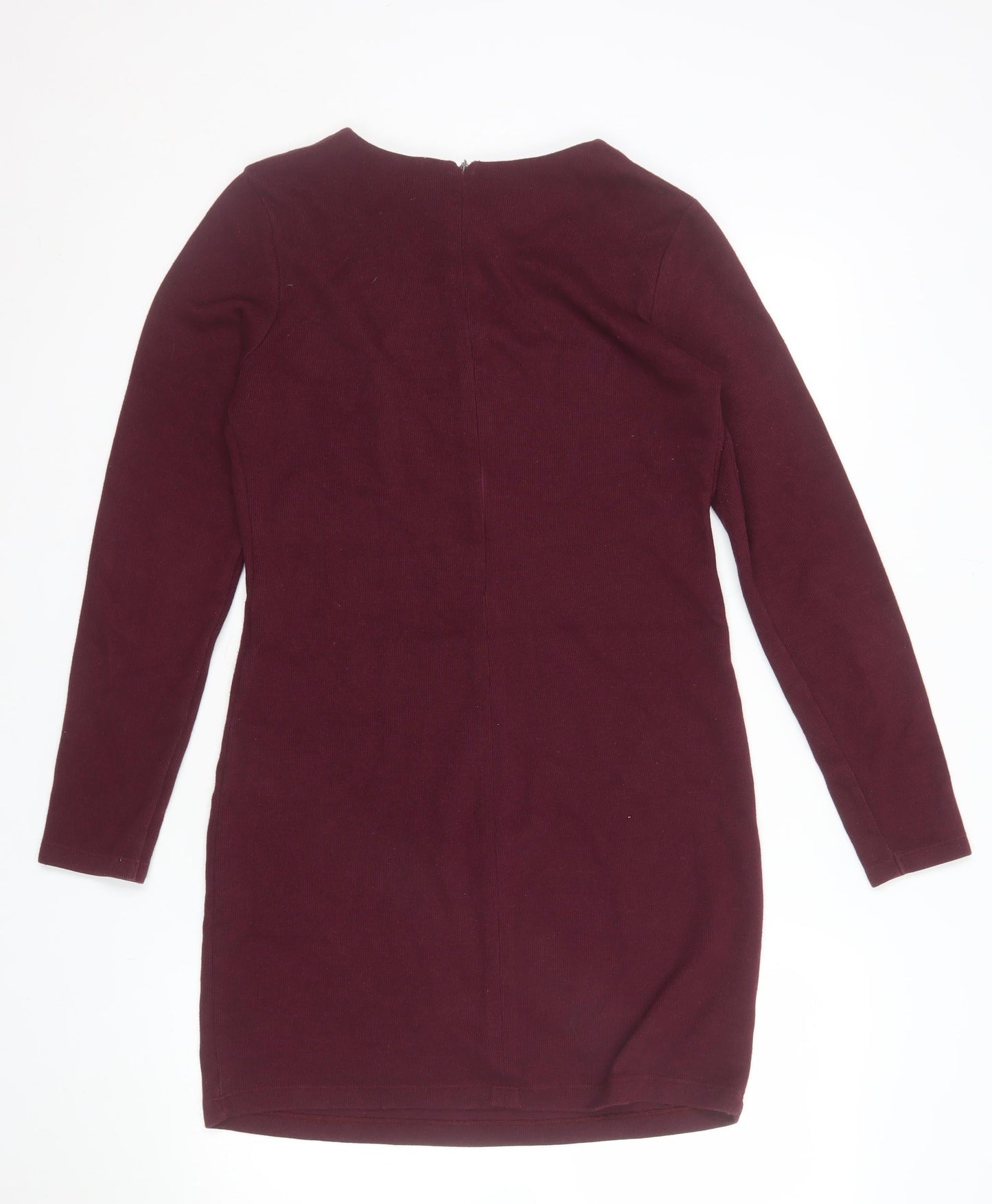 Zara Women Red Long Sleeve Bodycon Knit Dress L