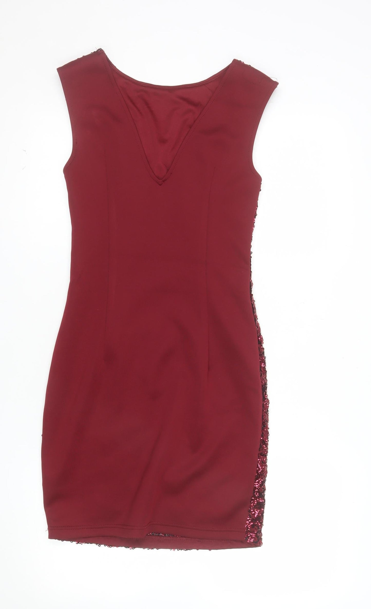 New Look Women Red Sequin Bodycon Sleeveless Dress Size 10