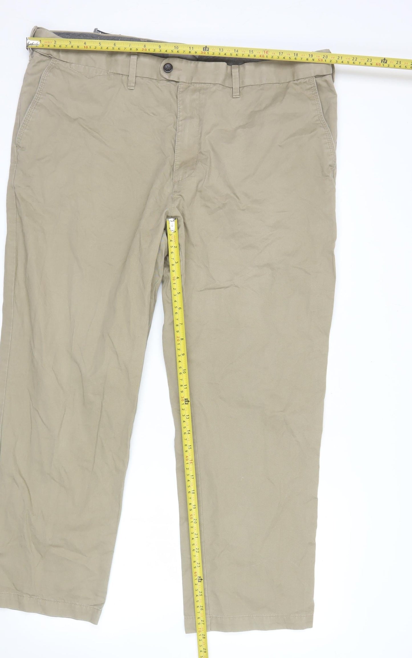 Marks and Spencer Men’s Beige Chino Trousers 42W 29L Regular Fit