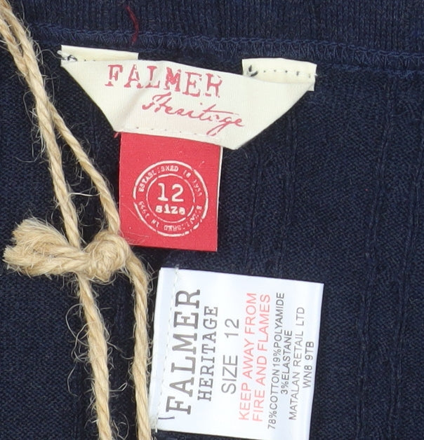 Falmer Heritage Women Blue Knit Cotton Stretch Leggings Size 12