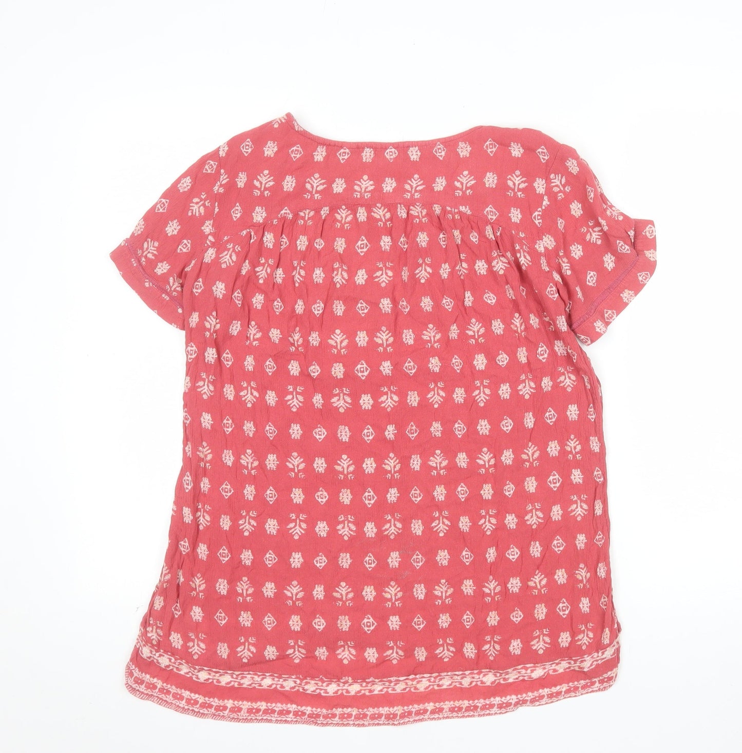 Fat Face Womens Pink Floral Viscose Short Sleeve Tunic Blouse UK 12