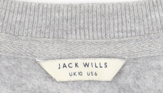 Jack Wills Women Grey Cotton Crew Neck Pullover Sweatshirt UK 10