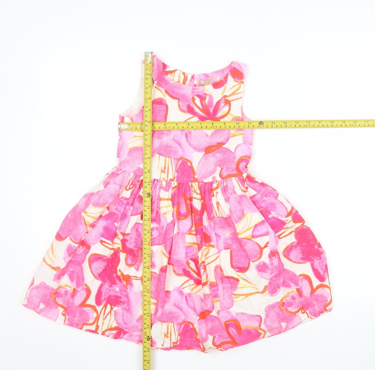 Next Girls Pink Floral Cotton Fit & Flare Sleeveless Party Dress 6 Years
