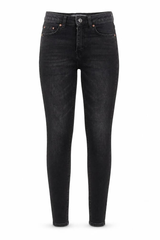 Front view of Denim Co women’s black, size UK 4, skinny high rise stretch jeans