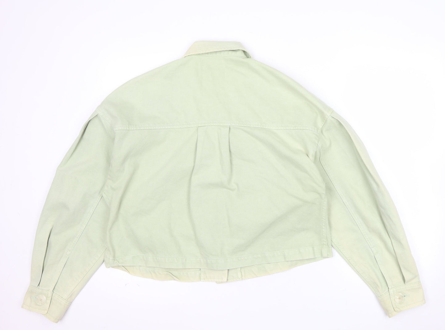Bershka Womens Green Cropped Cotton Jacket Size 14 Casual