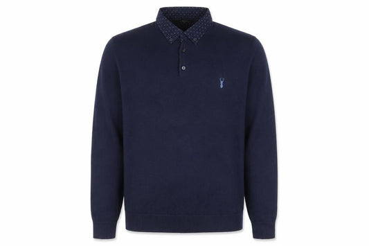 Next Men's Blue Collared Cotton Blend Pullover Jumper Size L