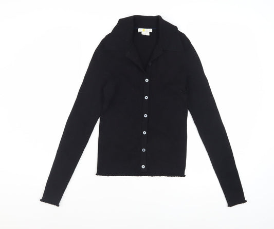 Boden Women's Black Button-Up Knit Top Size S Long Sleeve