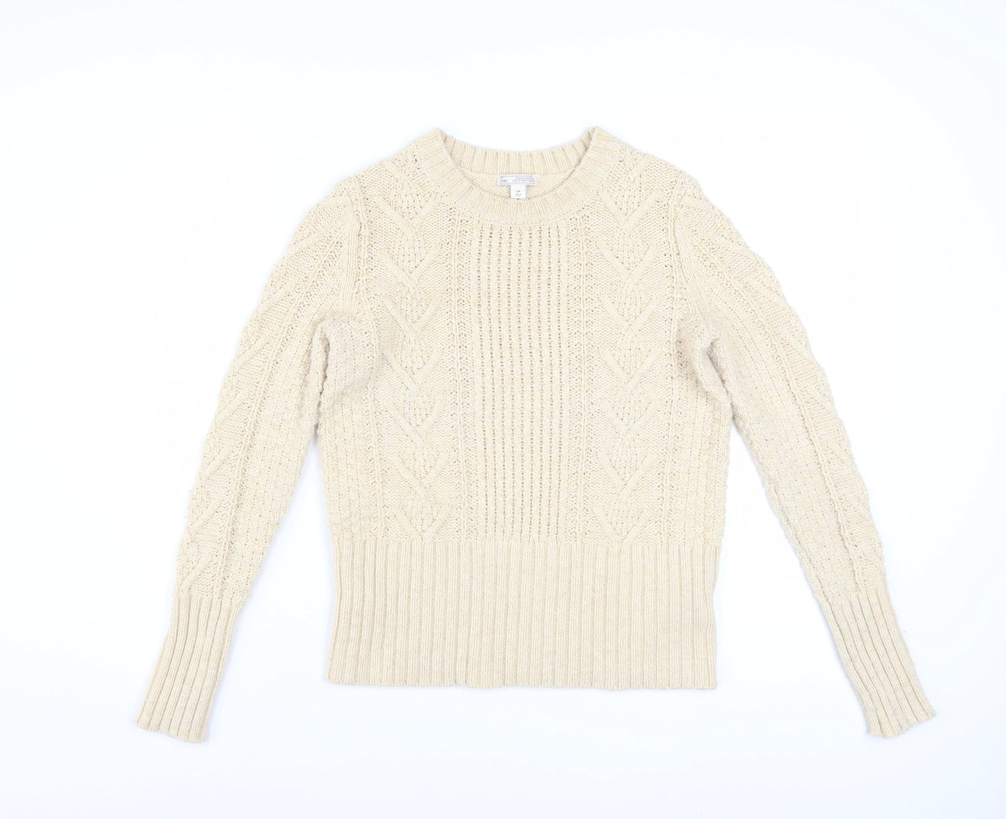 Gap Women Beige Cable-Knit Crew Neck Long Sleeve Jumper Size S
