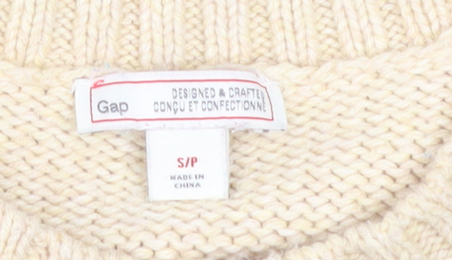 Gap Women Beige Cable-Knit Crew Neck Long Sleeve Jumper Size S